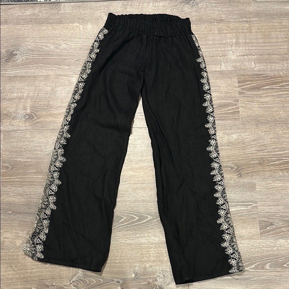 Young Fabulous & Broke Black Linen & Lace Pants